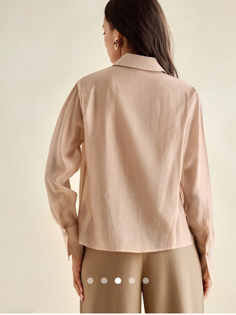 ANEWSTA Crochet Lace-Panel Button Down Shirt - Blush Pink. 6. NWT. - Picture 10 of 11